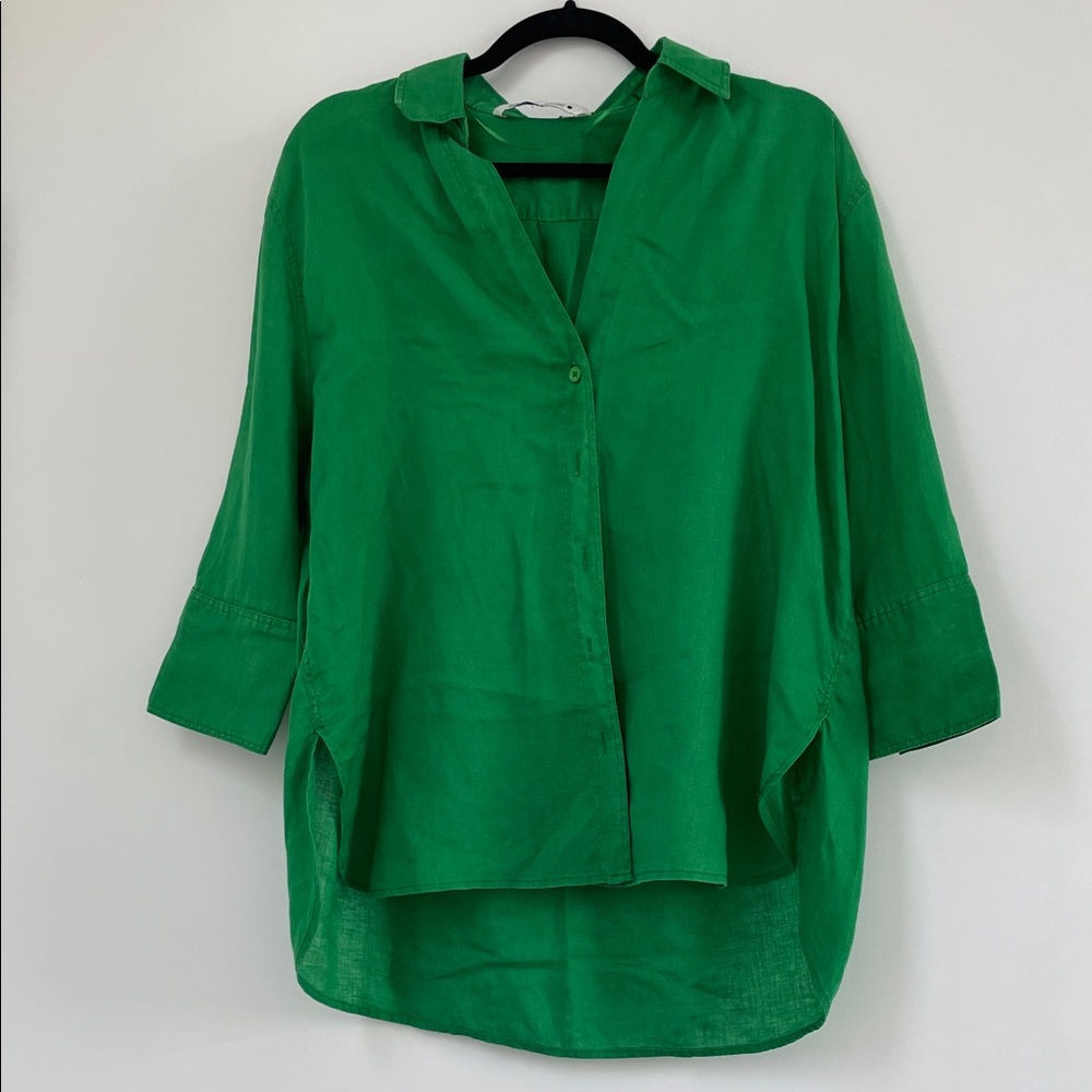 Zara Green Button Down Shirt